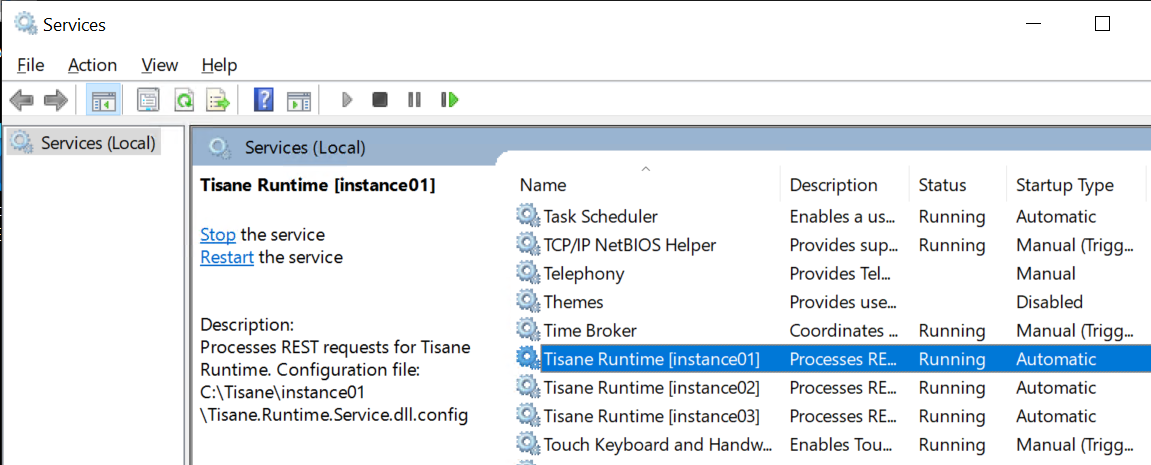 Tisane Windows services